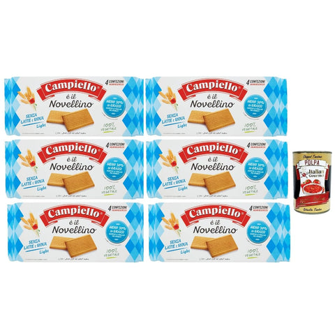 Campiello Snack Kuchen & Backwaren Campiello Novellino light Kekse ohne Milch & ohne Eier mit weniger Fett Kuchen Butterkeks 6x350 g italienisch Original + kostenlos polpa 400 g 8000590221153