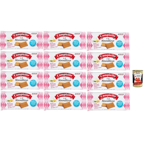 Campiello Snack Kuchen & Backwaren Campiello Novellino senza zuccheri aggiunti, ohne Zuckerzusatz Kekse 12x 350g Kuchen Butterkeks Original italienisch inkl. Italian Gourmet Polpa 400g 8032804040014