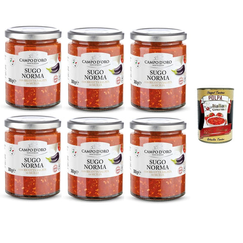Campo D'oro Koch- & Backzutaten Campo D'oro Sugo alla Norma con Ricotta salata Siciliana Norma Sauce mit sizilianischem gesalzenem Ricotta 6x300 gr italienisch Original 8003267890119