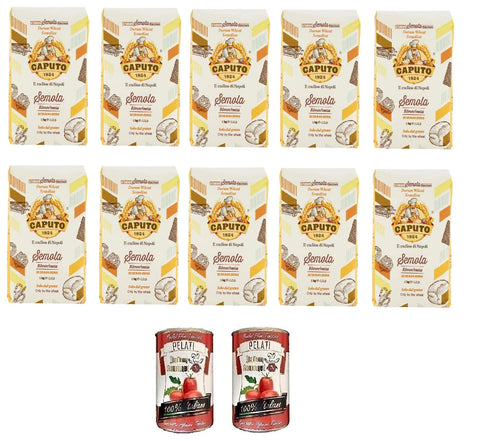 Caputo Gemüse MOLINO CAPUTO Antico Mühle Caputo Semola Hartkorn Rimacinata 10-Pack + Italian Gourmet 100% italienische geschälte Tomaten dosen 2x 400g 8388766535601