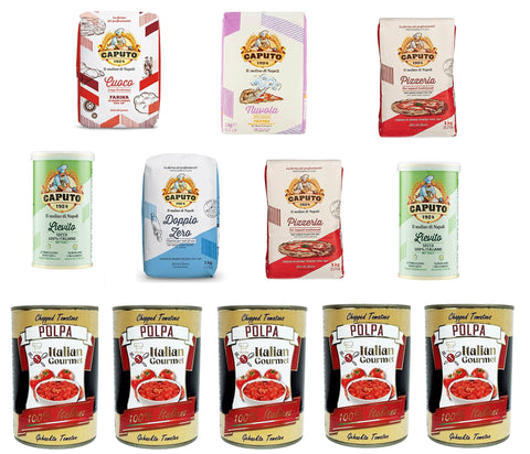 Testpaket Caputo Nuvola Cuoco Pizzeria Clasica 5x1 kg 2x Lievito und Italian Gourmet Polpa di pomodoro Fein gehacktes Tomatenmark 5x400 g italienisch Original