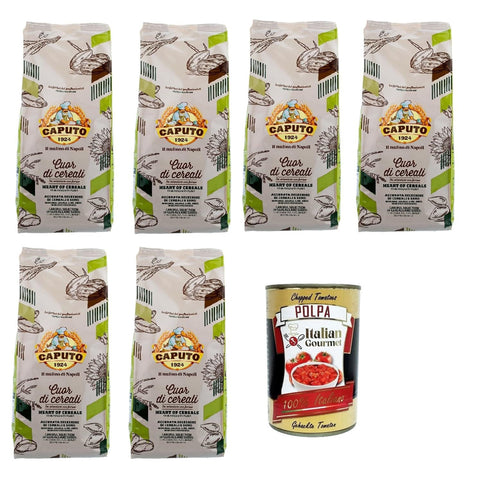 Caputo farina Cuor di Cereali Mehl heart of cereals Mehlauswahl aus Getreide und Samen 1 kg 6x italienisch Original Müsli + kostenlos polpa 400 g
