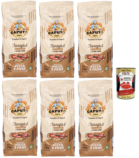 Caputo Koch- & Backzutaten Caputo Fioreglut, Vorbereitet für glutenfreie Ofenprodukte mit geschlucktem Weizenstärke, Dextrose, Maisstärke, Buchweizenmehl, Reisstärke, Psyllium -Samenfaser, 6x 1 kg + Italian Gourmet polpa 400g 8014601651969