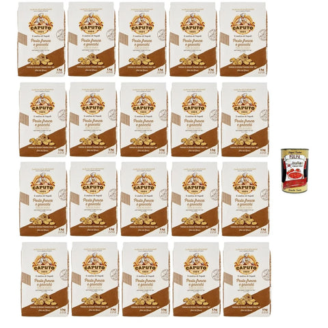 Caputo Koch- & Backzutaten Caputo Pasta Fresca e Gnocchi Farina, "00" weicher Weizenmehl, Mehl mit elastischer Konsistenz ideal, um Ihren Pasta Geschmack zu verleihen, 20x 1 Kg Original italienisch inkl. Italian Gourmet Polpa 400g 8032804040014