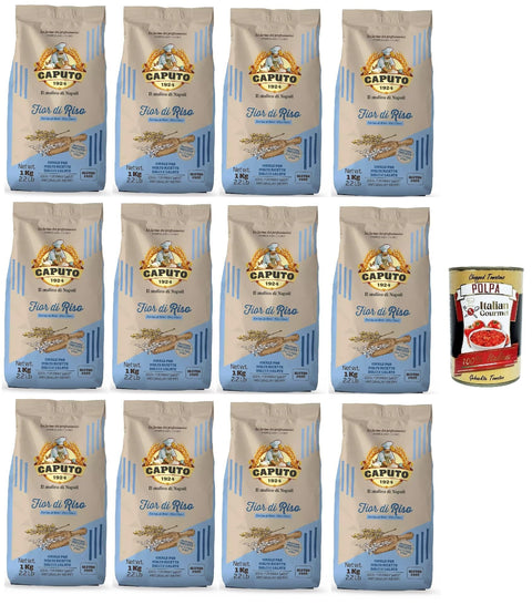 Caputo Koch- & Backzutaten Mulino Caputo, Farina fior di Riso, Reismehl glutenfrei, Ideal für glutenfreie Vorbereitungen von süßen und herzhaften Rezepten, 12x 500 g + Italian Gourmet polpa 400g 8014601654571