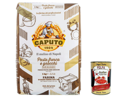 Caputo Paniermehl & Knödelbrot 12x Farina Molino Caputo Pasta fresca e gnocchi Napoli Mehl "00" 1kg + Italian Gourmet polpa 400g 8014601027153