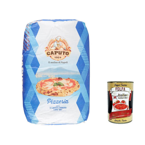 Caputo Paniermehl & Knödelbrot Caputo Pizzeria, Weichweizenmehl Typ „00“ 25 kg, Caputo Blu Mehl '00' Original italienisch inkl. Italian Gourmet Polpa 400g 8014601250315