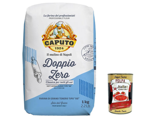 Caputo Pizzateig 12x Farina Molino Caputo Doppio zero Classica, farina per Pizza Napoli Pizzamehl Pizza Mehl 1kg + Italian Gourmet polpa 400g 8014601028747