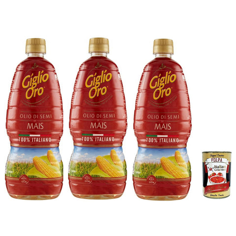 Carapelli Giglio Oro Olio di Semi di mais, Maiskeimöl, Speiseöl, Küchenöl, Frittieröl 100% Italienisches Öl 3x 1 Lt italienisch Original