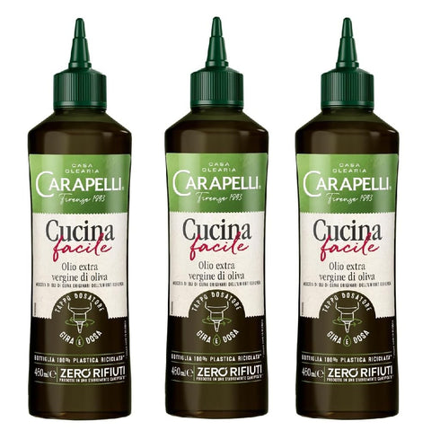 Carapelli Oliven 3x Carapelli Cucina Facile Natives Olivenöl extra in einer Flasche aus 100 % recyceltem PET 460 ml
