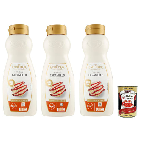 Carte d'Or Carte d’Or Topping Caramello Süße Sauce mit Karamellgeschmack zur Dekoration von Kuchen und Eiscreme 3x 1Kg italienisch Original