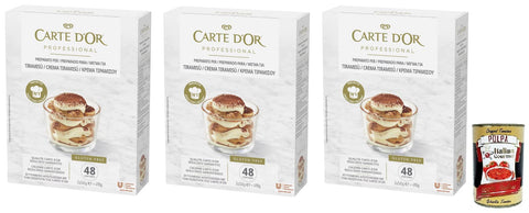 Carte d'Or Koch- & Backzutaten 3x Carte d’Or Professional Pulvermischung für Tiramisu-Creme,Glutenfrei 490g + Italian Gourmet Polpa di Pomodoro 400g Dose 8720182776303