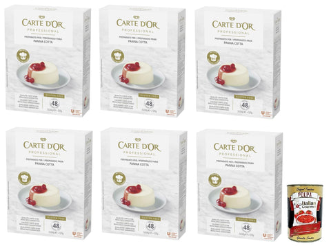 Carte d'Or Koch- & Backzutaten 6x Carte d’Or Professional Pulvermischung für Panna Cotta Cremige,Glutenfrei 520g + Italian Gourmet Polpa di Pomodoro 400g Dose 8720182778055