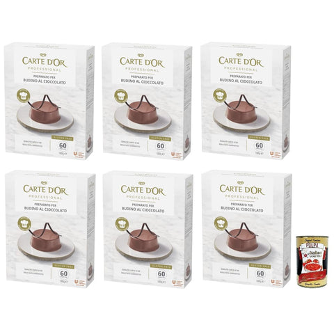 Carte d'Or Pudding- & Dessertpulver Carte d'Or Professional Preparato per Budino al Cioccolato,Pulvermischung für Schokoladenpudding,Glutenfrei 1Kg 6x Original italienisch inkl. Italian Gourmet Polpa di Pomodoro 400g Dose 8032804040014