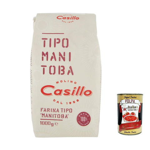Casillo Teffmehl Casillo Selezione Casillo Farina Manitoba Pizza Napoli Pizzamehl Pizza Mehl 1 kg 12x italienisch Original + kostenlos polpa 400 g 8033971740073
