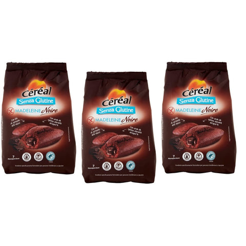 Céréal Kekse Céréal Madeleine Noire Senza Glutine Süßer Snack mit Kakaofüllung Glutenfrei 200 g Beutel Kekse italienisch Original 3175681099647
