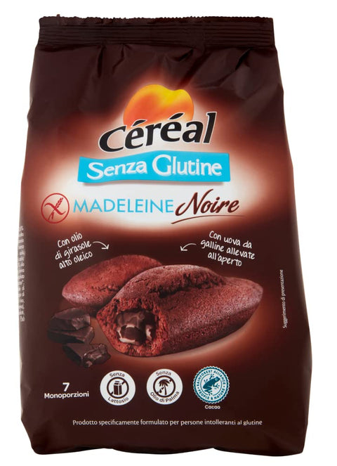 Céréal Kekse Céréal Madeleine Noire Senza Glutine Süßer Snack mit Kakaofüllung Glutenfrei 200g Beutel 3175681099647