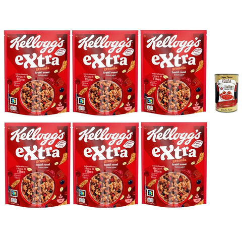 Cereali Extra Haferflocken Cereali Extra "Frutti Rossi" | Probieren Sie Schokolade und Rote Früchte| breakfast Cereals, Müsli mit knusprigem Hafer | 6x 375 g italienisch Original 8032804040014