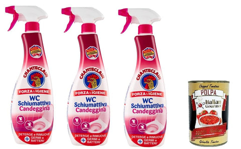 Chante Clair Badebürsten 3x CHANTECLAIR Schiumattiva Spray Wc Schäumendes Toilettenspray mit Bleichmittel 625 ml+ Italian Gourmet Polpa 400g 8015194526245