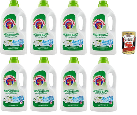 Chante Clair Color- & Feinwäsche Chanteclair Lavatrice Weißer Moschus Detersivo Liquido - Flüssigwaschmittel für die Waschmaschine - Waschmittel Formel mit Entfetter 28 Wäschen 8x 1260ml + Italian Gourmet polpa 400g