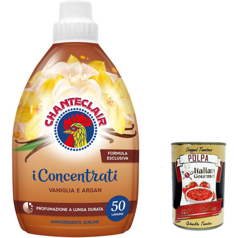 Chante Clair i Concentrati Ammorbidente Vaniglia E Argan, Weichspüler mit Vanille und Argan 1000 ml lang anhaltender Duft 50 Wäschen Waschmittel + Itlaian Gourmet polpa 400 g italienisch Original