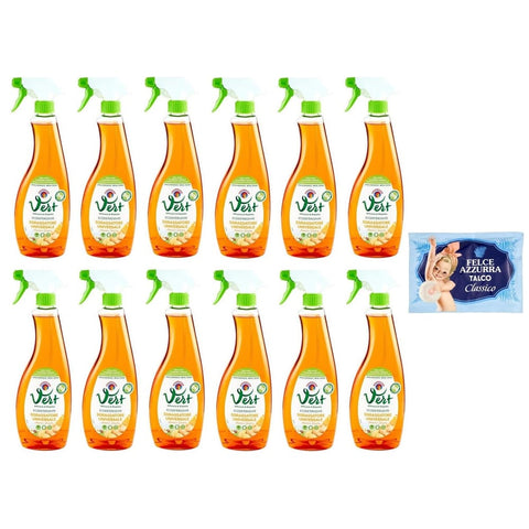 CHANTECLAIR Allzweckreiniger CHANTECLAIR Vert Sgrassatore Universale Arancia e Zenzero,Ökowaschmittel,Universal-Entfetter Orange und Ingwer,625ml 12er-Pack Original italienisch inkl. 1er-Pack Kostenlos Felce Azzurra Talkumpuder, 100g-Beutel 8001280026102