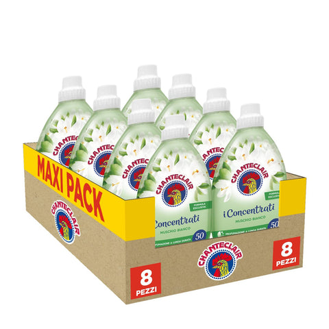 Chanteclair I Concentrati Weichspülerkonzentrat Duft Weißer Moschus für weiche und duftende Wäsche 8 Flaschen à 1 Liter italienisch Original