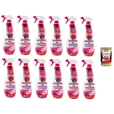 CHANTECLAIR WC-Reiniger CHANTECLAIR Schiumattiva Spray Wc Schäumendes Toilettenspray mit Bleichmittel 625 ml 12x Original italienisch inkl. Italian Gourmet Polpa 400g 8015194526245