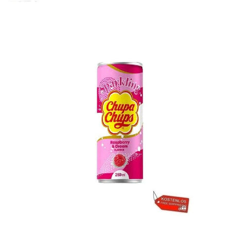 Chupa Chups Soft Drink 24x Chupa Chups Sparkling Raspberry Cream Bevanda frizzante Lampone e Panna - 250ml - Schaumgetränk Himbeere und Sahne 8801069413099