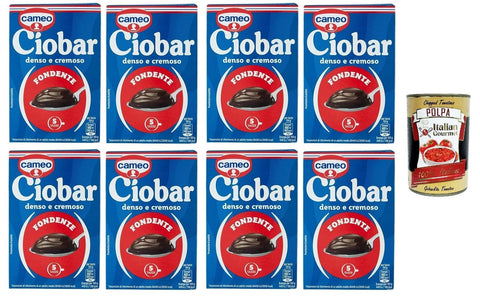 Ciobar Kakao & Heiße Schokolade Cameo Ciobar Fondente, Pulver Zubereitung für Heiße Dunkle Schokolade Hot Chocolate 8x 115g-Packung, jede Packung enthält 5 Beutel à 23g + Italian Gourmet polpa 400g 8003000127519