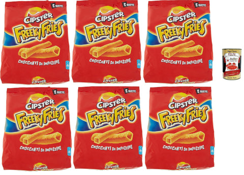 Cipster Chips Cipster Freeky Fries, Chips di Patate, Kartoffelchips, einzigartige Form und knusprig, verrückt zu werden, 6x 125G + Italian Gourmet polpa 400g 8100090006592