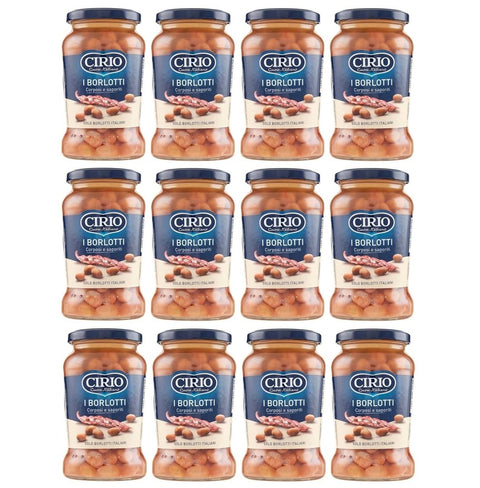 Cirio Hülsenfrüchte & Bohnen Cirio I Borlotti, Corposi e Saporiti, Borlotti-Bohnen, vollmundig und schmackhaft, 100% italienische Borlotti-Bohnen 12x370gr 8000320030055