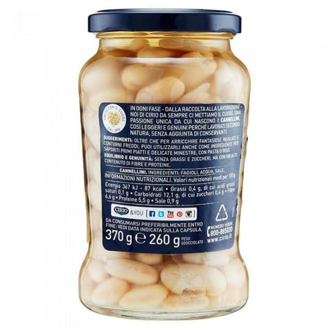 Cirio Hülsenfrüchte & Bohnen Cirio I Cannellini, Teneri e Delicati, Cannellini, zarte und zarte Cannellini-Bohnen 12x370gr 8000320030031