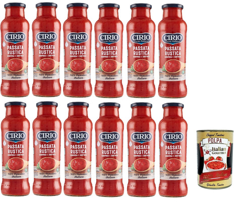 Cirio Koch- & Backzutaten Cirio Passata di Pomodoro Rustica Tomatensauce Tomaten, kochsauce 100% Italienisch 12x 680g + Italian Gourmet polpa 400g 80219033