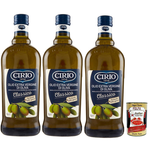 Cirio Extra Natives Olivenöl Classico, Olivenöl mit höherer Kategorie, das direkt von den Oliven und nur durch mechanische Verfahren erhalten wurde, 3x 1 lt italienisch Original