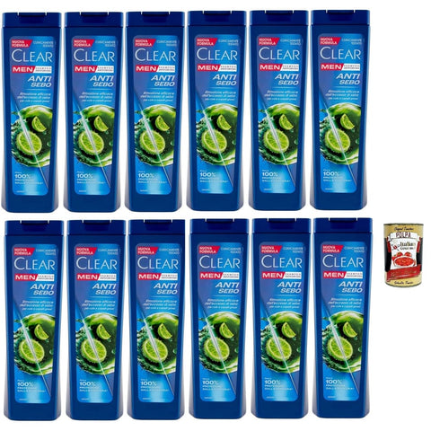 Clear Shampoos Clear ANTI SEBO Men Shampoo für Haare und Fettige Kopfhaut Anti Talg Shampoo 12x 225 ml Shampoos italienisch Original 8720181429736