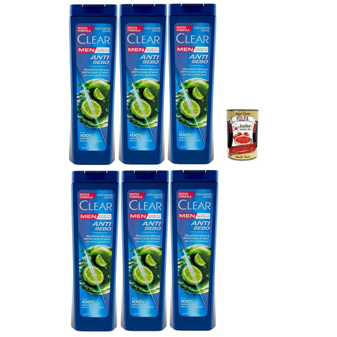 Clear ANTI SEBO Men Shampoo für Haare und Fettige Kopfhaut Anti Talg Shampoo 6x 225 ml Shampoos italienisch Original