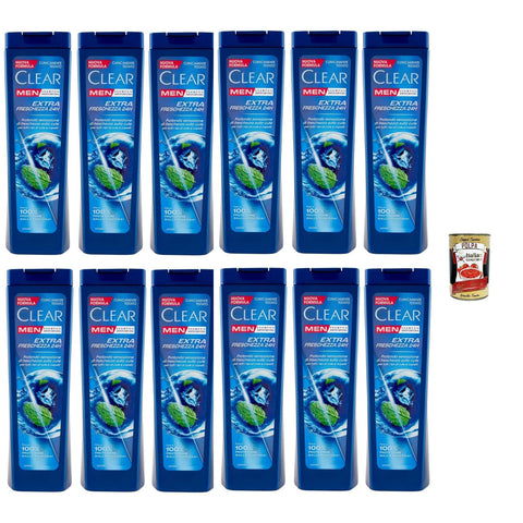 Clear Extra Freschezza 24H Men Shampoo für alle Haar und Kopfhauttypen Extra Frische Shampoo 12x 225 ml italienisch Original