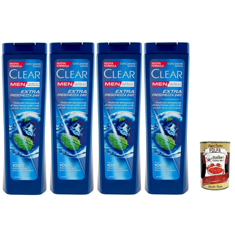 Clear Shampoos Clear Extra Freschezza 24H Men Shampoo für alle Haar und Kopfhauttypen Extra Frische Shampoo 4x 225 ml italienisch Original