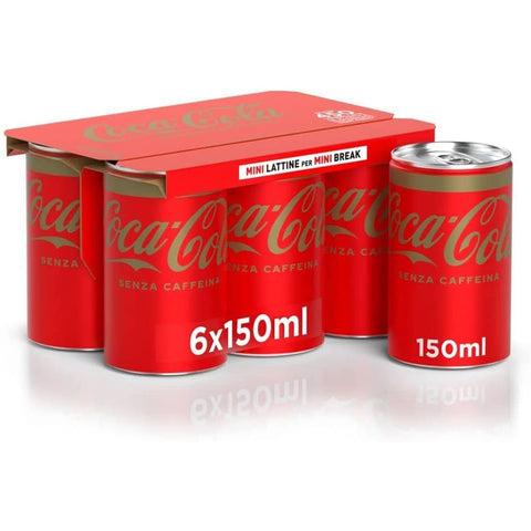 Coca-Cola Cola Coca-Cola Coca Cola mini Senza Caffeina dosen kohlensäurehaltiges Getränk Koks Ohne Koffein Softdrink kaffeinfrei 150 ml 72x italienisch Original 5449000027658