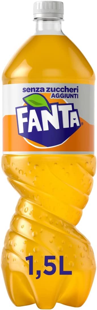 Coca - Cola Fanta ohne Zuckerzusatz 1 Flasche à 1, 100% Orangensaft, ohne Zusatz von Konservierungsstoffen PET - Flasche, erfrischender Geschmack Erfrischungsgetränk 6x 5 L Original italienisch