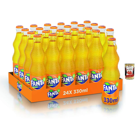 Cocacola Fanta Aranciata Erfrischendes Getränk,Kohlensäurehaltiges Getränk mit Orangensaft,Einweg Glasflasche 33 cl italienisch Original