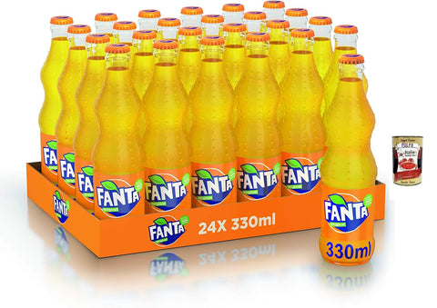 CocaCola Limonade 24x Fanta Aranciata Erfrischendes Getränk,Kohlensäurehaltiges Getränk mit Orangensaft,Einweg-Glasflasche 33cl + Italian Gourmet Polpa di Pomodoro 400g Dose 0