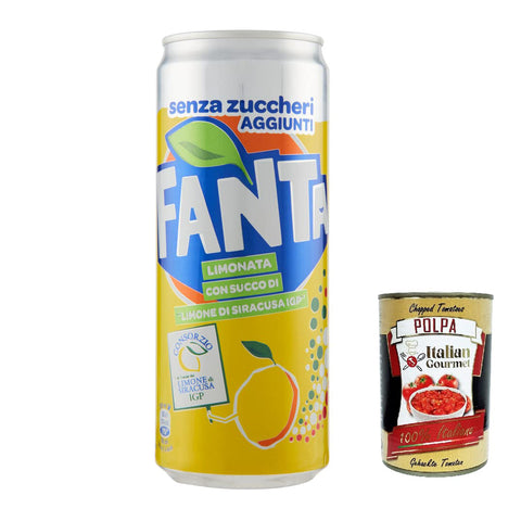 Cocacola Fanta Lemon zero IGP sleek 330 ml soft drink Zitrone Null Zuckerzusatz 330 ml Limonade italienisch Original