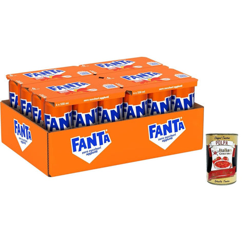 Cocacola Limonade Cocacola Fanta Zero Zuccheri Gusto Arancia, mit italienischem Orangensaft, ohne Zuckerzusatz und Konservierungsstoffe, Dose, erfrischender Geschmack, 24 x 330 ml italienisch Original 5449000235367