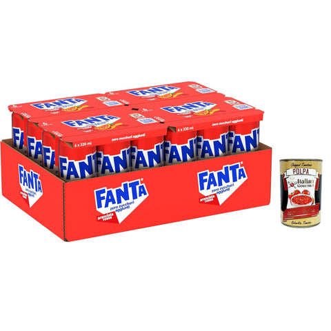 CocaCola Fanta Zero Zuccheri Gusto Aranciata Rossa mit sizilianischem Blutorangensaft ohne Zuckerzusatz und 24 x 330 ml italienisch Original