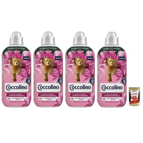 coccolino Sensazione Seta 100 Tage Parfüm und Frische Konzentrierter Weichspüler Seide 42 Wäschen 4x 980ml italienisch Original