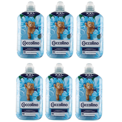 Coccolino Ammorbidente Concentrato Aria di Primavera Convenience-Format XXL Konzentrierter Weichspüler Frühlingsluft 80 Wäschen 2Lt 6x Original italienisch