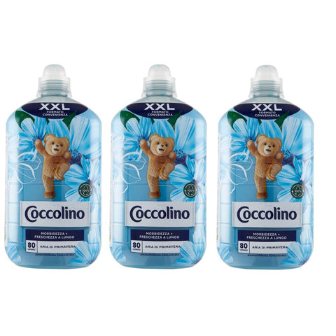 Coccolino Flüssiger Weichspüler Coccolino Ammorbidente Concentrato Aria di Primavera Convenience-Format XXL Konzentrierter Weichspüler Frühlingsluft 80 Wäschen 1,750 Lt 3x Original italienisch 8720181146053