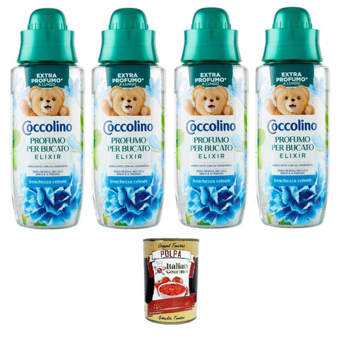 Coccolino Profumo per Bucato Elixir freschezza celeste Wäscheparfüm Elixier himmlische Frische 4x342 ml italienisch Original Pastasauce + kostenlos polpa 400 g